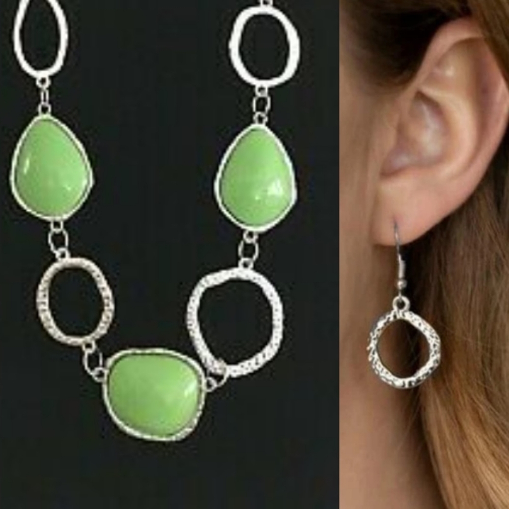 Silver and green necklace